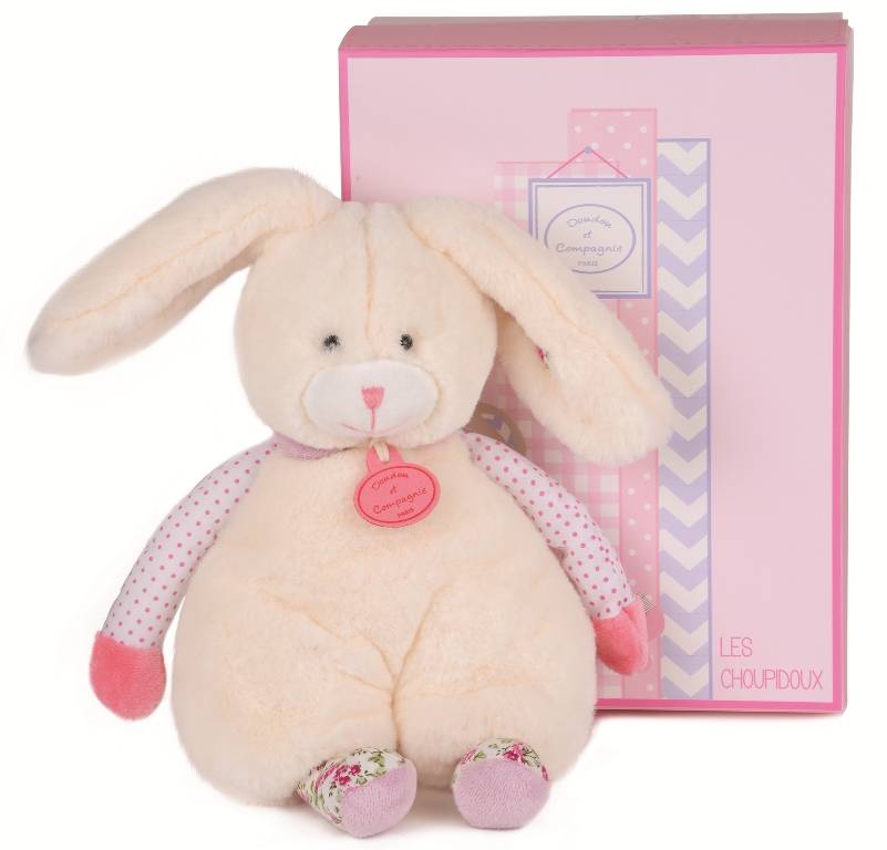 Doudou Et Compagnie Peluche pantin plat lapin blanc les choupidoux 26 cm Livraison Gratuite 24 48h